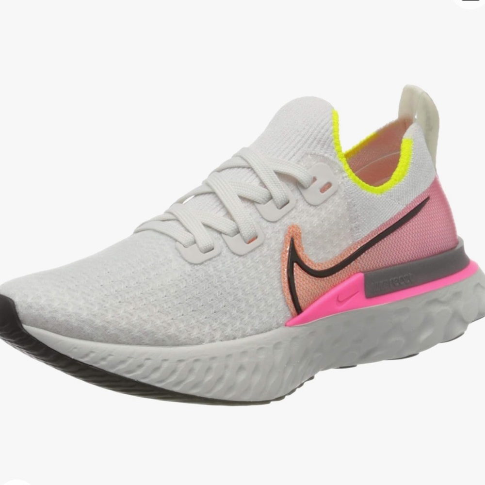 EUC Nike React Infinity Run Flyknit Women's Platinum Tint/Black-Pink Blast Sz 8
